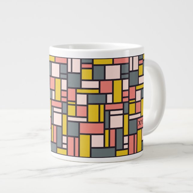 Tasse Géante Camions monogrammes personnalisés de Motif géométr (Devant droit)