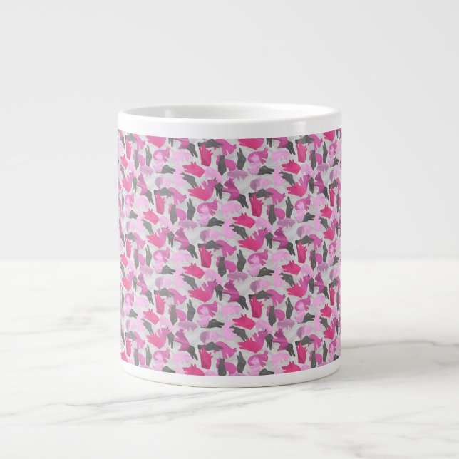 Tasse Géante Camouflage animal Silhouette rose (Devant)