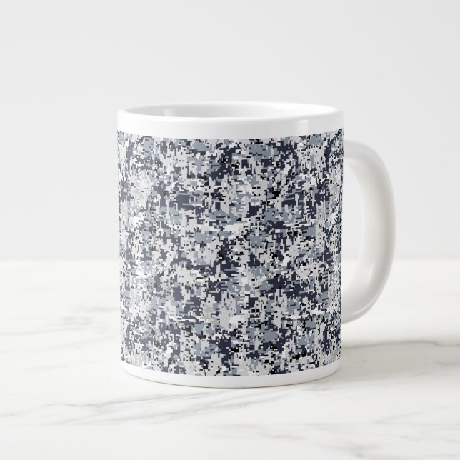 Tasse Géante Camouflage numérique gris argent à l'esprit urbain (Devant droit)