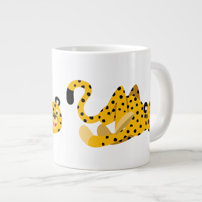 Tasse Géante Caricature Dashing Cute Cheetah (Devant droit)