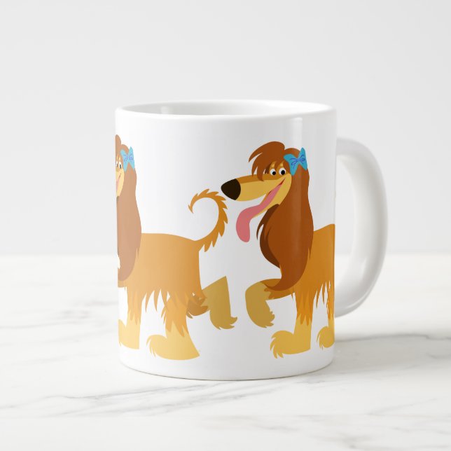 Tasse Géante Caricature mignonne prêt à l'Afghanistan Hound Jum (Devant droit)