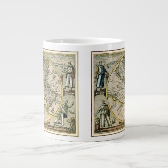 Tasse Géante Carte antique, 1596, America Sive Novus Orbis (Devant)