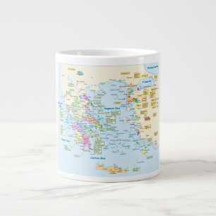 Tasse Géante Carte d'ère homérique Grèce avec les étiquette