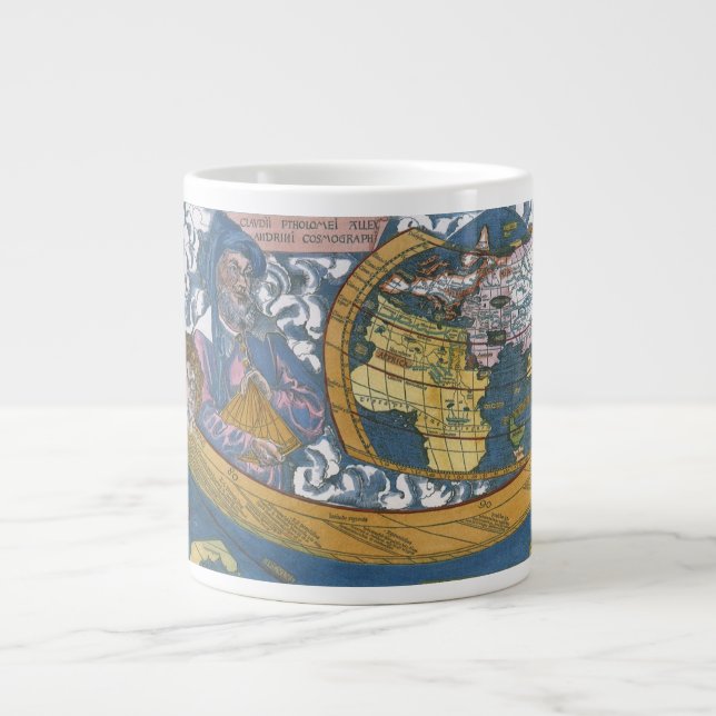 Tasse Géante Carte du monde antique avec Claudius Ptolemy, 1507 (Devant)