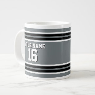 Tasse Géante Charcoal Black Wht Team Jersey Numéro personnalisé