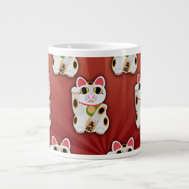 Tasse Géante Chat chanceux Fortune animal de compagnie White Ki (Devant)