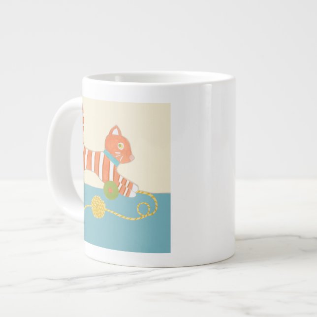 Tasse Géante Chat de jouet rayé avec balle de chaîne (Devant gauche)