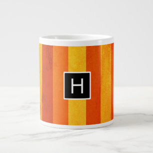 Tasse Géante Chaud Patiné Orange Rouge rayures Monogramme