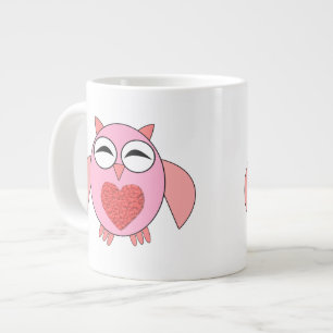 Tasse Géante Chouette de coeur rose