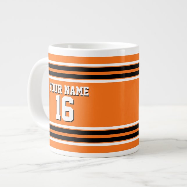 Tasse Géante Citrouille Orange Blk Team Jersey Numéro personnal (Devant gauche)
