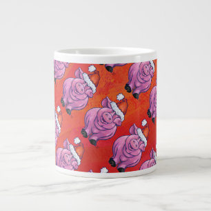 Tasse Géante Cochon mignon à Santa Hat sur rouge