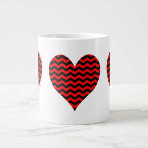 Tasse Géante Coeur Chevron noir et rouge
