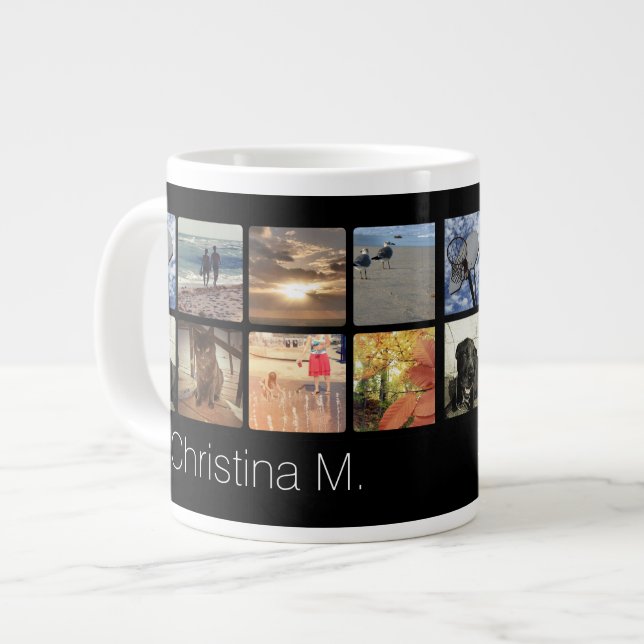 Tasse Géante Collage d'images multiphoto personnalisées (Devant gauche)