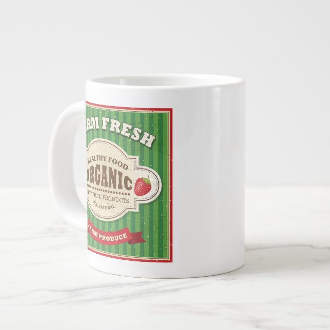 Tasse Géante Conception de l'affiche Retro Farm Fresh (Devant gauche)