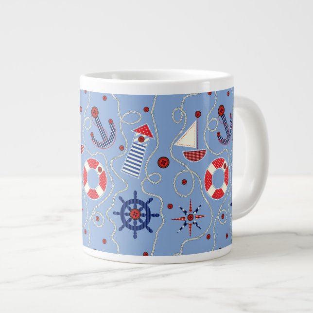 Tasse Géante Conception nautique de patchwork (Devant droit)