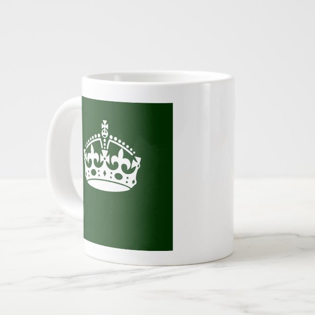 Tasse Géante Conserver l'icône de la couronne calme sur le vert (Devant gauche)