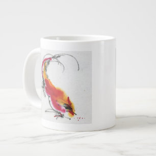 Tasse Géante Coq inhabituel. Calligraphie et aquarelle.