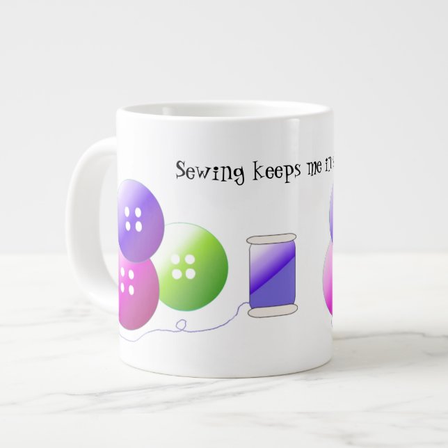 Tasse Géante Coudre des idées avec de mignons mots (Devant gauche)