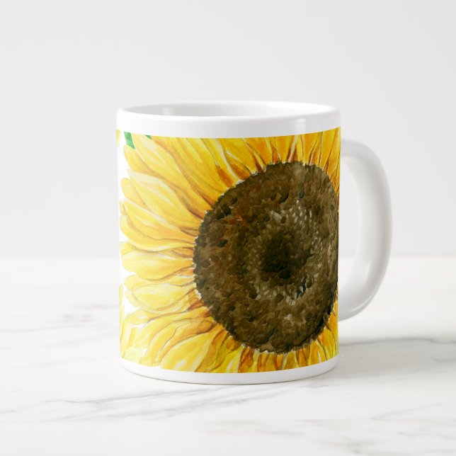 Tasse Géante Couleur d'eau des fleurs de soleil (Devant droit)