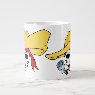 Tasse Géante Crâne fumant d'Halloween avec bandana de dessin an