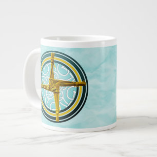 Tasse Géante Croix de Brigid jaune sur le bleu