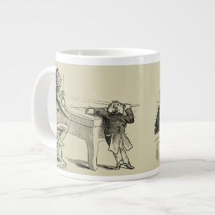 Tasse Géante Croquis au crayon de deux hommes jouant au billard