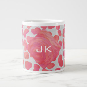 Tasse Géante Dalmatie rose et blanc avec monogramme