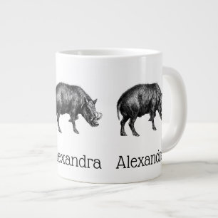 Tasse Géante Dessin de sanglier vintage BW