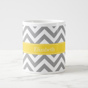 Tasse Géante Dk Gray White LG Chevron Pineapple Nom monogram