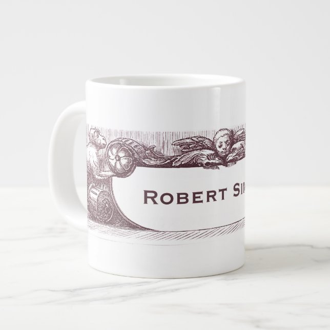 Tasse Géante Élégant Singes Anciens Portant Votre Nom (Devant gauche)