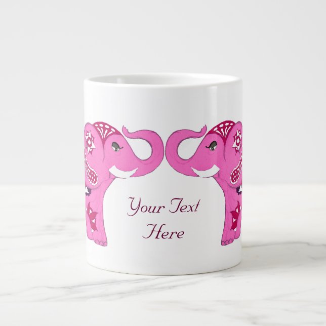 Tasse Géante Eléphant au henné (rose/violet) (Devant)