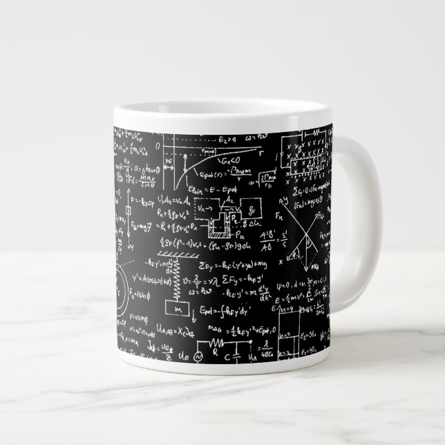 Tasse Géante Équations physiques sur le noir // (Devant droit)