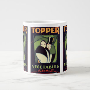 Tasse Géante Étiquette de dessus de légume vintage, romance Art