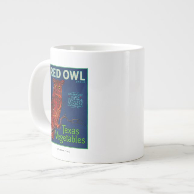 Tasse Géante Étiquette végétal de hibou rouge (Devant gauche)