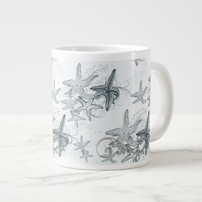 Tasse Géante Étoiles de mer sur le motif de mer (Devant droit)