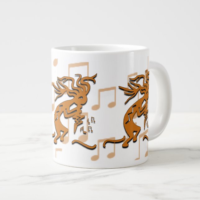 Tasse Géante Face Droite Musicien Kokopelli Avec Notes Musicale (Devant droit)