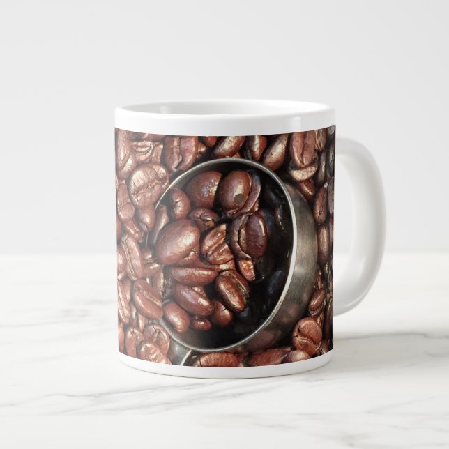 Tasse Géante Fèves de café rôties avec Scoop en argent Photo (Devant droit)