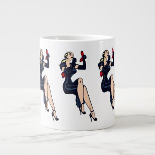 Tasse Géante Fille pin-up de charme rétro blonde jolie vintage