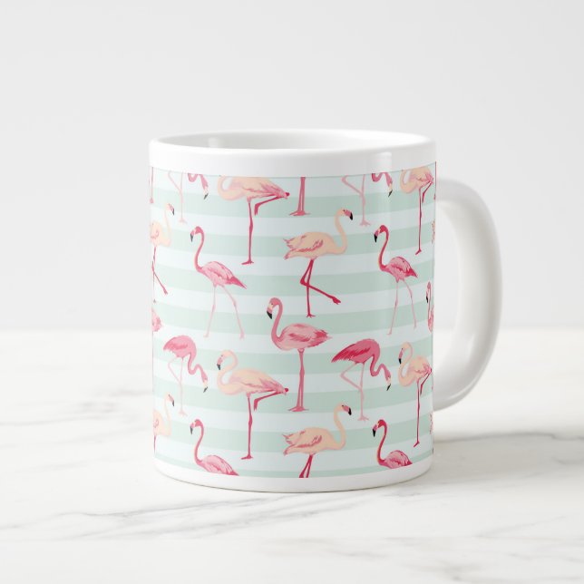 Tasse Géante Flamants roses Rétro Sur Les Grilles De Monnaie (Devant droit)