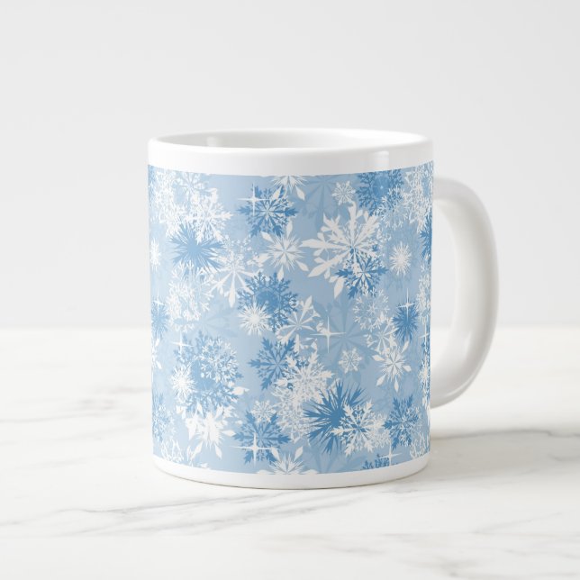 Tasse Géante Flammes de neige d'hiver motif en bleu (Devant droit)