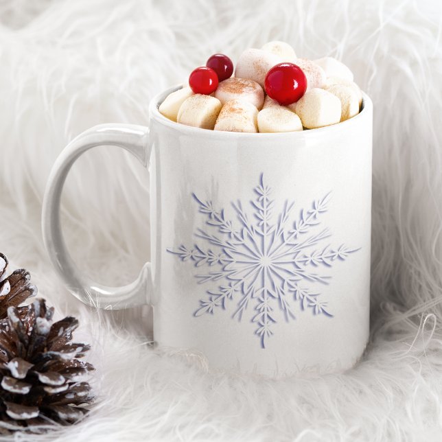 Tasse Géante Flèches de neige bleues d'hiver sur blanc (Créateur téléchargé)