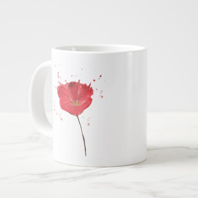 Tasse Géante Fleur de pavot à aquarelle peinte 2 (Devant gauche)