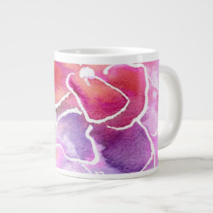 Tasse Géante Fleurs murales roses, bleues et mauves