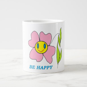 TASSE GÉANTE FLEURS "SOYEZ HEUREUX"