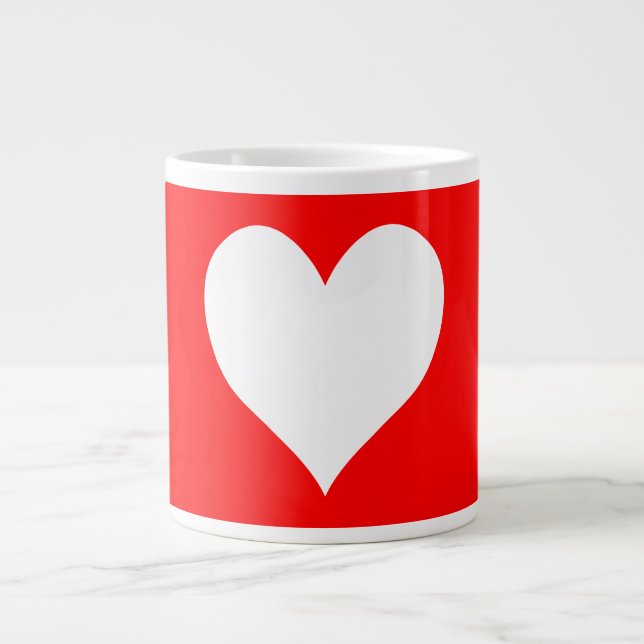 Tasse Géante Forme de coeur rouge et blanc (Devant)