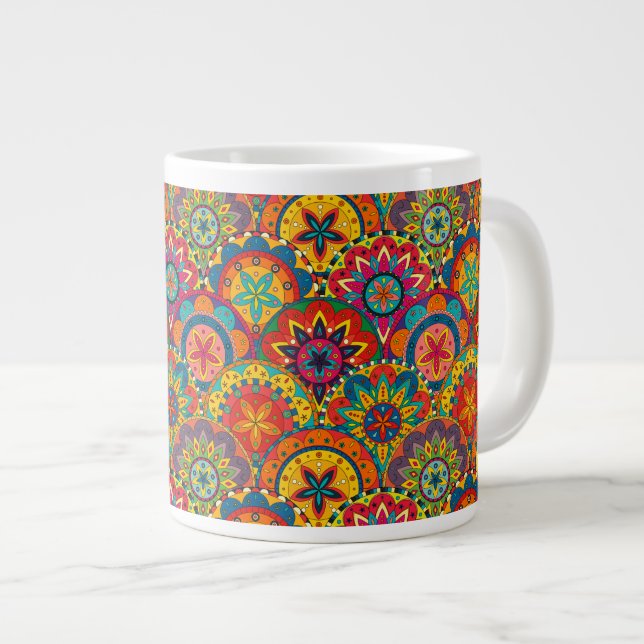 Tasse Géante Funky Retro couleur Motif Mandala (Devant droit)