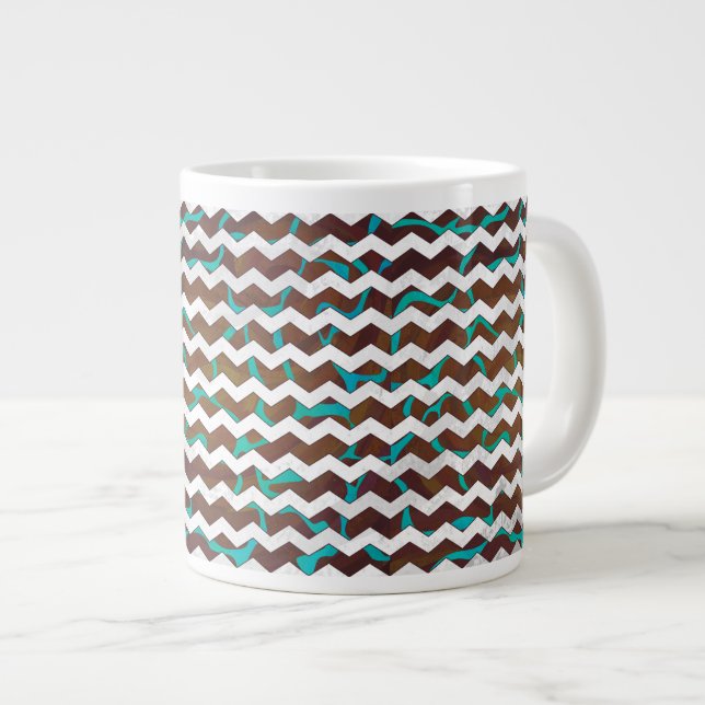 Tasse Géante Giraffe Impression Brown et Turquoise (Devant droit)