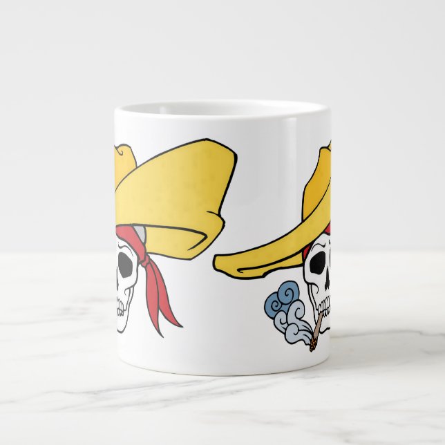 Tasse Géante Halloween fumer le crâne avec un dessin de Bandana (Devant)