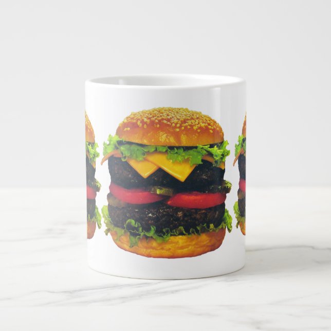 Tasse Géante Hamburger de luxe double au fromage (Devant)
