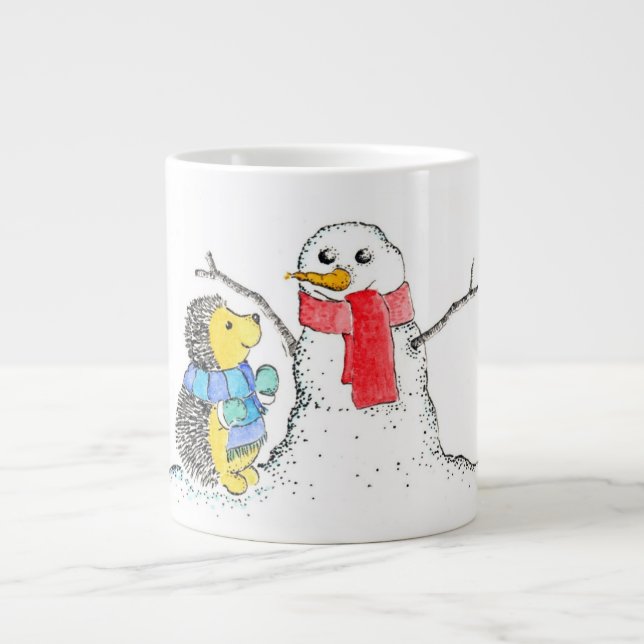 Tasse Géante Hérisson et bonhomme de neige (Devant)